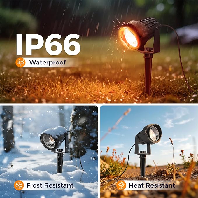 L LOHAS LED Orange and Purple Halloween Outdoor Spotlight 5W 2 Pack | Orange and Purple Halloween Lights with Auto Sensor, Outdoor Spotlights for Holiday, Tree and House Decoration