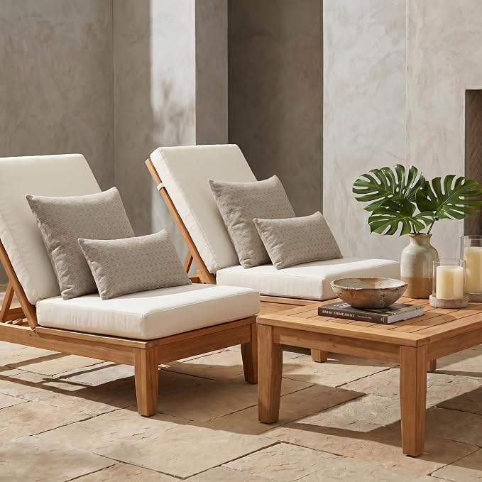RSH DECOR: Sunbrella Lumbar & Square Pillows Set of 4 | 20" x 12" & 20" x 20" | Water and Fade-Resistant Performance Fabric | Outdoor Throw Pillows for Patio Furniture | Made in USA (Dots Nice Shale)