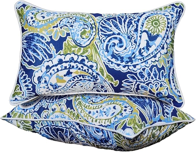 Outdoor Lumbar Pillows - Decorative Pillows with Insert Included Set of 2 Outdoor Pillows for Patio Furniture 12x20 Inch