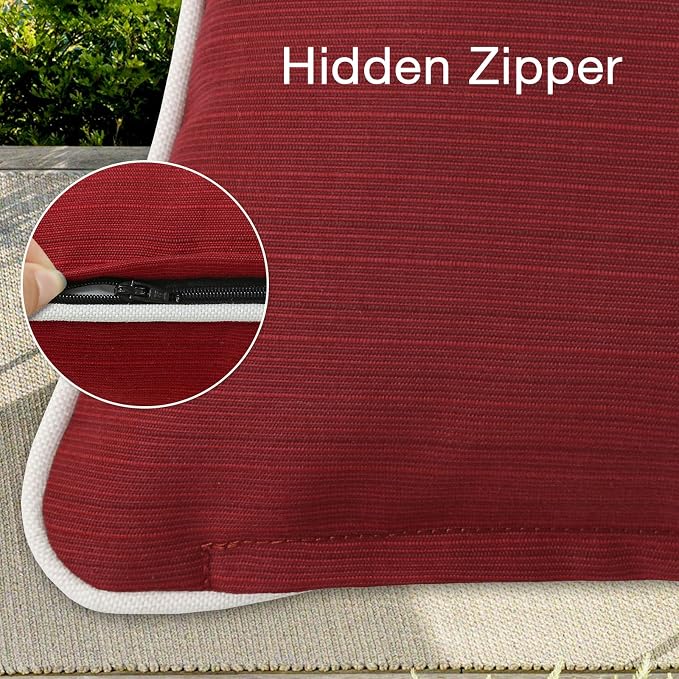 Unimatta Decorative Outdoor Water Repellent Throw Pillows with Inserts, Set of 4, 20" x20" Pillows for Patio, Backyard, Bed, Couch, and Patio Furniture, Red
