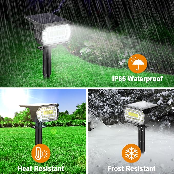 LANSOW Solar Spot Lights Outdoor, [76 LED/4 Pack] 2-in-1 Solar Landscape Spotlights, 3 Modes IP65 Waterproof Dusk to Dawn Solar Powered Flood Wall Lights for Yard Garden Pathway Outside(Cool White)