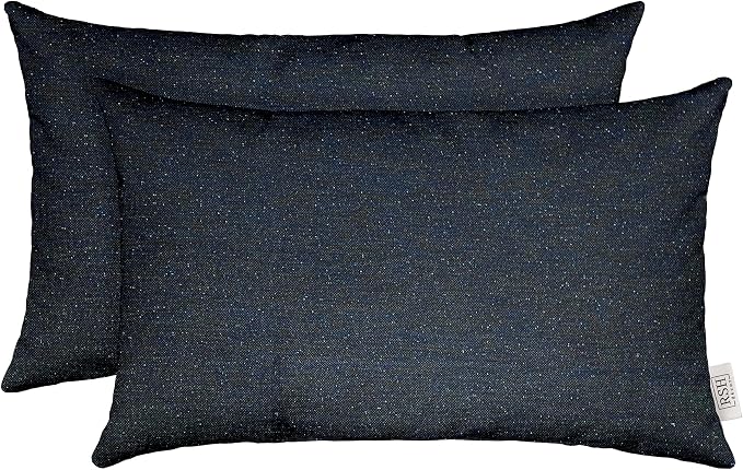 RSH DECOR: Designer Select Sunbrella Jumbo Lumbar Pillows Set of 2 | 26" x 16" | Water and Fade-Resistant Performance Fabric | Indoor Outdoor Accent Pillows | Made in USA (Sparkle Navy Denim)