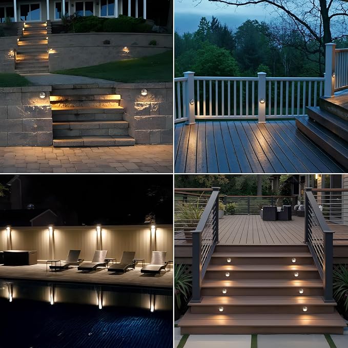 LEONLITE 6-Pack 5CCT 3.74inch Low Voltage LED Deck Lights, Satin Nickel | 180LM, 12-24V AC/DC, CRI90, UL Listed, Die-cast Aluminum Housing, Frosted Glass Lens, 1800K/2700K/3000K/4000K/5000K