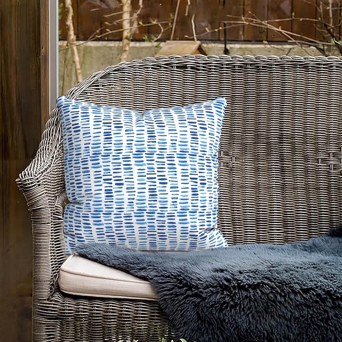 Outdoor Pillows for Patio Furniture 18x18 inch, Square Outdoor Throw Pillows with Inserts, Decorative Toss Pillows for Garden Couch Home Sofa Office Chair, Pack of 2, Pebble Blue