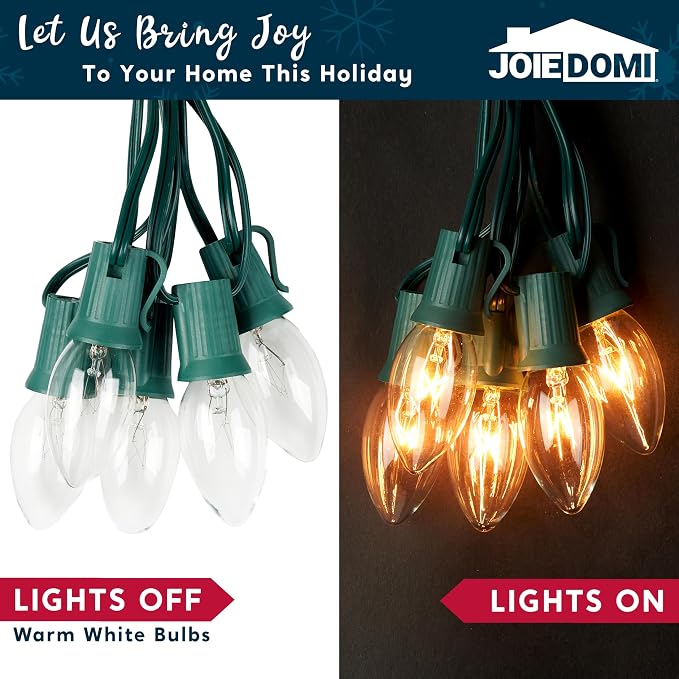 Joiedomi Christmas C9 Pathway Lights Outdoor Decorations 24 Packs, 30.75ft Xmas Warm White Pathway Marker String Lights for Holiday Waterproof Outside Yard Garden, Party, Walkway Decor