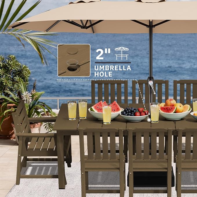 AreShark Patio Dining Chair Set of 2,All Weather HDPE Outdoor Dining Armless Chairs with Wide Seat and Backrest,Weatherproof Patio Chairs for Garden,Backyard,Deck,Brown