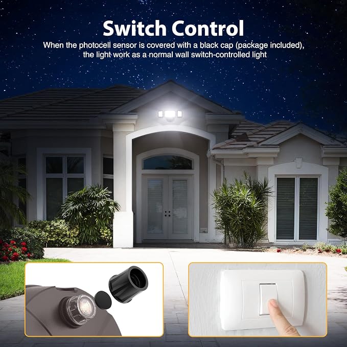 Onforu 80W LED Dusk to Dawn Flood Lights, 8000LM Brown Exterior Security Outdoor Lighting,IP65 Waterproof Outdoor 3 Adjustable Heads Photocell Light Fixture,6500K Floodlight for Garage,Patio,Yard