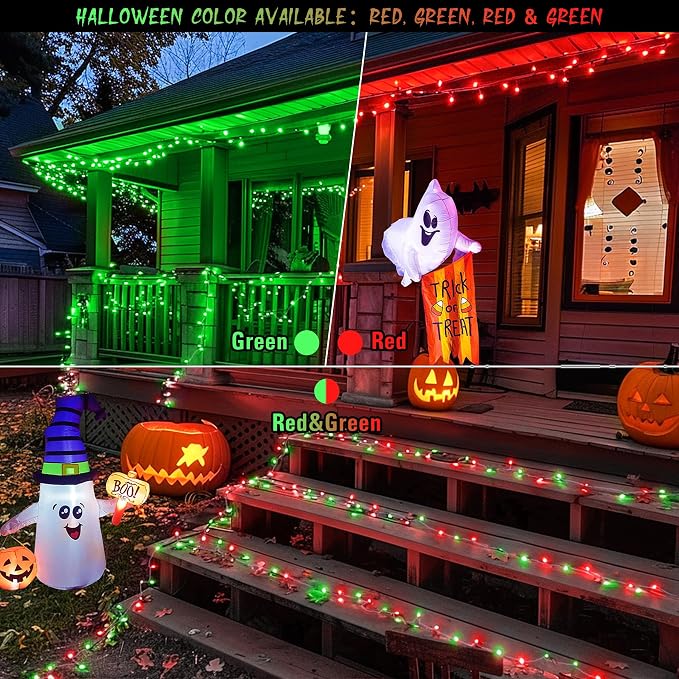JMEXSUSS 168ft 600 LED Red to Green Halloween Lights Outdoor Indoor | Red Green Color Changing Christmas Lights, Christmas Twinkle String Lights Plug in for Tree Porch Yard Halloween Decorations