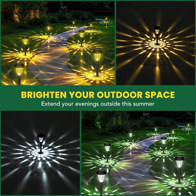 GIGALUMI Solar Lights Outdoor Waterproof, 12 Pack Cool White Pathway Lights | Solar Powered Landscape Lighting, Solar Garden Light for Decor, Patio, Garden, Yard, Pathways, Walkways