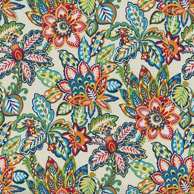 Pillow Perfect Bright Floral Indoor/Outdoor Tufted Wicker Seat Cushion With Ties, 2 Count, 15.5" x 16", Blue/Green Copeland