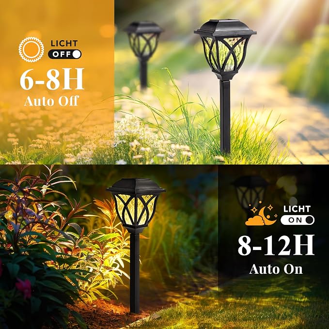 GIGALUMI 6 Pack Solar Lights Outdoor Waterproof, LED Solar Garden Lights | Outdoor Decorations, Garden Decor for Yard, Patio, Landscape, Planter, Walkway (Warm White)