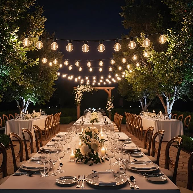 RTTY 120 FT Outdoor String Lights Waterproof, Patio Light 62 LED Bulbs | Dimmable Shatterproof Globe Light G40 Bulbs, Hanging Outside Lighting for Backyard, Market, Deck, Balcony, Cafe, Bistro