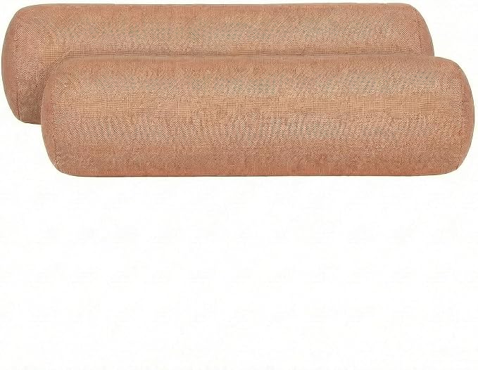 RSH DECOR: Sunbrella Neck Roll Pillows Set of 2 | 20” x 6” | Outdoor Bolster for Patio, Deck, Porch, or Poolside Furniture | Water & Fade-Resistant | Made in USA (Cast Petal Pink)