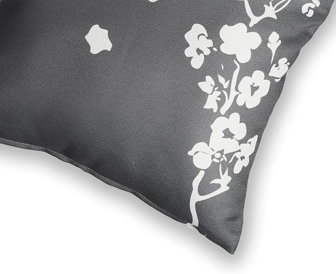 Fab Habitat Indoor/Outdoor Throw Pillow Made from Recycled Polyester Yarn - Stain Resistant, Machine Washable, Insert Included - Floral - Patio, Deck, Living Room - Cherry Blossom Gray (20" x 20")