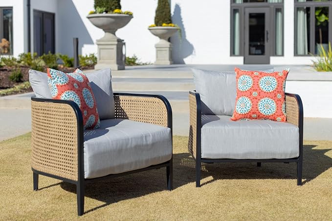 RSH DECOR Square Throw Pillows Set of 4, 20" x 20", Outdoor Pillows Waterproof, Outdoor Pillow Covers, Pillow Covers for Couch, Watermelon Sundial, Made in USA
