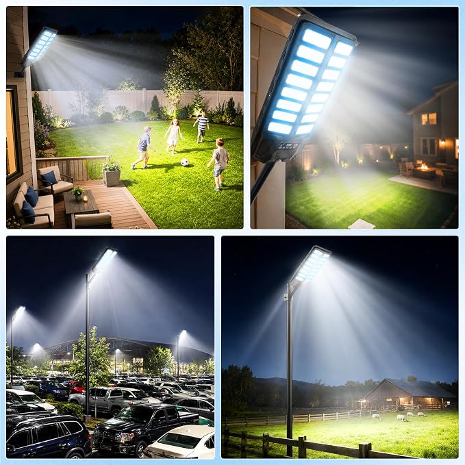 NIUBA Solar Lights Outdoor, IP67 Waterproof Street Lights Outdoor, Dusk to Dawn Solar Security Flood Lights Motion Sensor with Remote Parking Lot Light,Commercial Area Lighting for Outside (2-Pack)