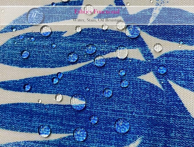 Pack of 2 Outdoor Waterproof Decorative Throw Pillow Covers for Patio Furniture, 18x18 Inch Square Fade Resistant Patio Garden Cushion Covers for Couch Bed Sofa, Leaves Blue
