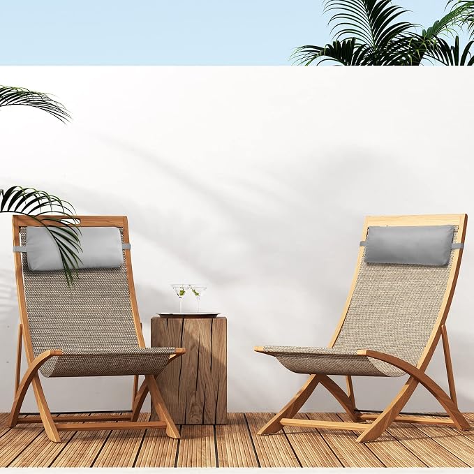Qunclay Headrest Pillow Pool Furniture Lounge Pillow Chair Pillows Patio Furniture Pillows with Adjustable Elastic Tape Band Head Support Pillow for Pool Patio Chairs (Gray,2 Pieces)