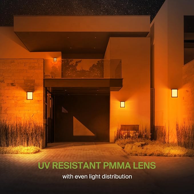 ASD LED 8" Outdoor Wall Light, Smart Front Door House Sconce | RGBW, Work with Alexa, Waterproof, ETL Listed | 12W 840LM 2700-6500K 100-277V | Exterior Lighting Fixture, Porch Lamp | Black, 4 Pack