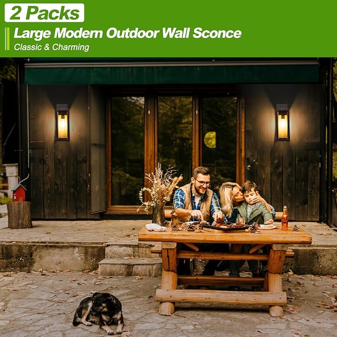 FILIYANO 16in Large Outdoor Wall Lights for House, Oil Rubbed Bronze,2 Pack | Anti-Rust, Waterproof, Brown Exterior Lanterns with Clear Glass, Modern Farmhouse Sconces for Garage, Porch, Front Door