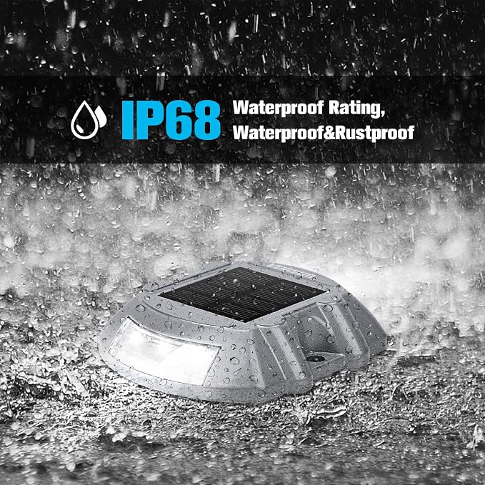 VOLISUN Solar Deck Driveway Dock Lights,Solar Pathway Lights,White 20 Pack | Solar Powered LED, IP68 Waterproof Led Outdoor Warning Step Marine Lights for Sidewalk Garden Yard
