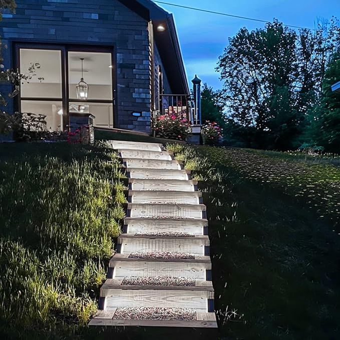 JOFIOS Solar Step Lights for Outside,8pack Solar Stair Lights Outdoor Waterproof IP67,Outdoor Deck Step Lights,Solar Outdoor Lights for Staircase,Patio,Front Step(Cool Brown)
