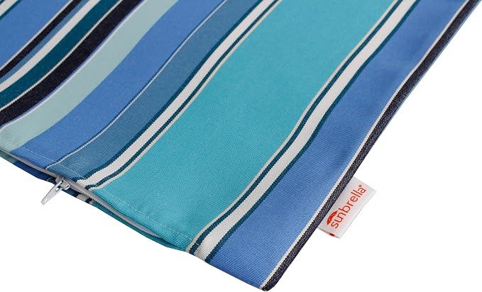 Outdoor/Indoor Sunbrella Throw Pillow Cover Only Square Set of 2 Pieces 16 inch x 16 inch Dolce Oasis Stripe - Insert Not Included, Teal