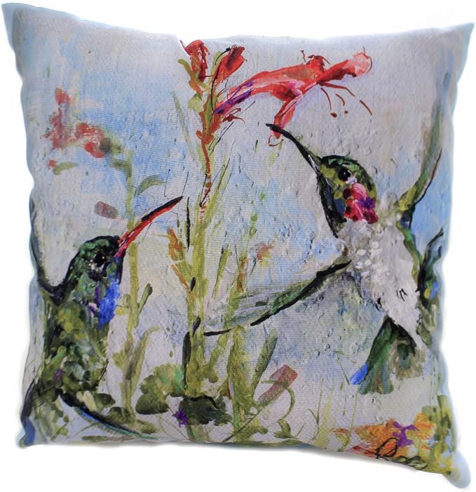 Home Decor Two Hummingbirds Pillow Polyester Climaweave Indoor Outdoor Sl2hmb