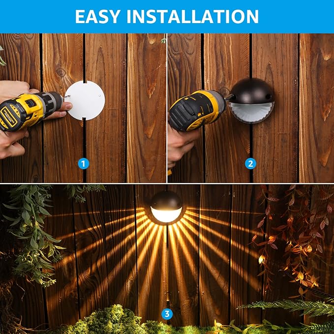 LEONLITE 6-Pack 3000K Unique Rays LED Deck Lights Outdoor Oil Rubbed Bronze | 12V Low Voltage, Landscape Step Railing Fence Light, Warm White, IP65, Landscape Deck Light for Backyard, Aluminum