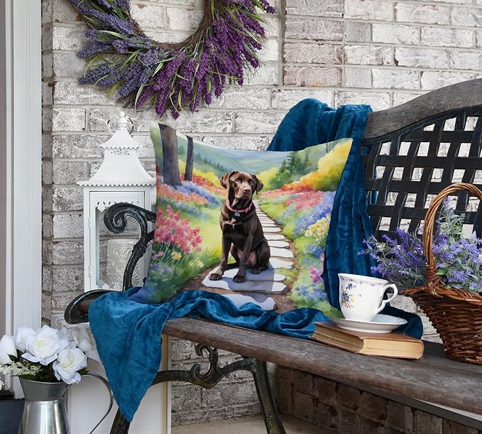 Caroline's Treasures Labrador Retriever Spring Path Throw Pillow Machine Washable, Indoor Outdoor Decorative Pillow for Couch, Bed or Patio, 18Hx18W
