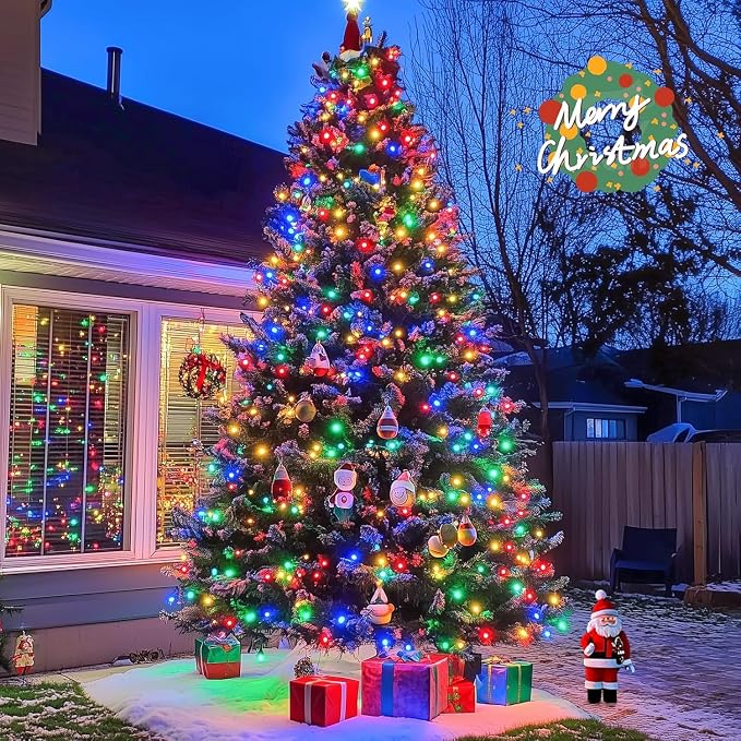 JMEXSUSS 168FT 600 LED Christmas Decor String Lights, Christmas Tree Lights | Multicolor Christmas Lights Indoor Outdoor Waterproof Plug-in for Tree Patio Party Holiday Xmas Decor, Remote, Clear Wire