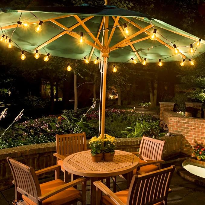 100Ft LED Outdoor String Lights, Dimmable G40 Globe Patio Lights with 50+3 Waterproof Shatterproof Bulbs for Backyard Porch-Brown Cord 1 Pack