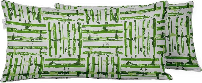 Indoor/Outdoor Polyester Fabric Lumbar Pillow Cover, All-Weather Waterproof Rectangular Cushion Case for Patio Furniture, 12 x 20 Set of 2 - Abstracts-27