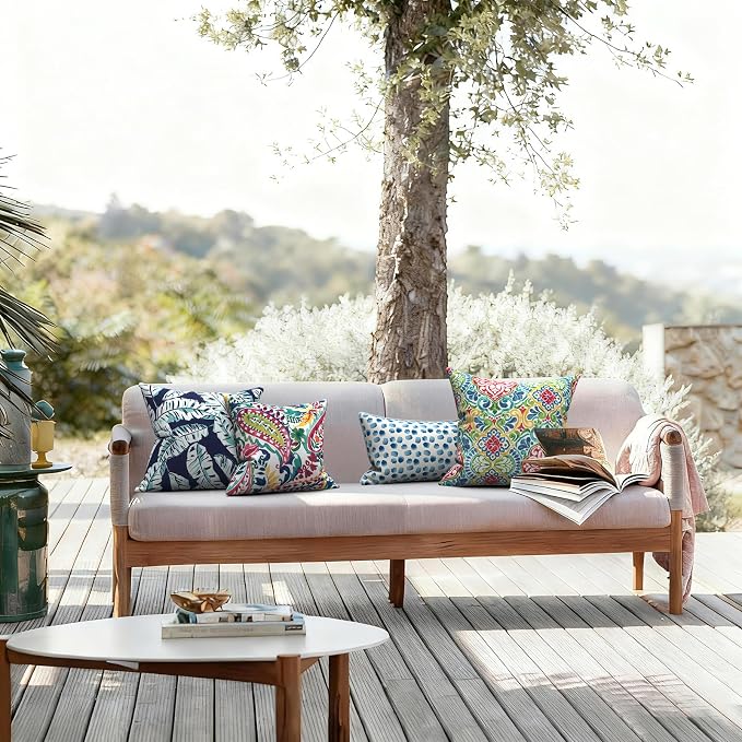 LVTXIII Outdoor Throw Pillows, Decorative Throw Pillows with Inserts, 16"x16" Square Pillows for Bed, Couch, Sofa and Patio Furniture, Set of 2, Vigour Paisley