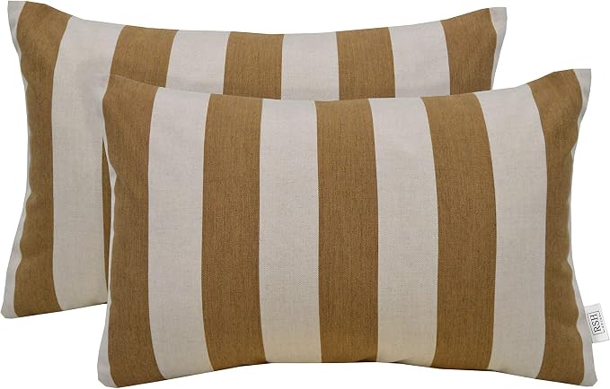 RSH Décor - Jumbo Lumbar Throw Pillows – Set of 2 | 26" x 16" | Indoor Outdoor Use – Patio, Lounge, Adirondack, Deck | Water & Fade-Resistant | Includes Down-Alternative Inserts | Maxim Heather Beige