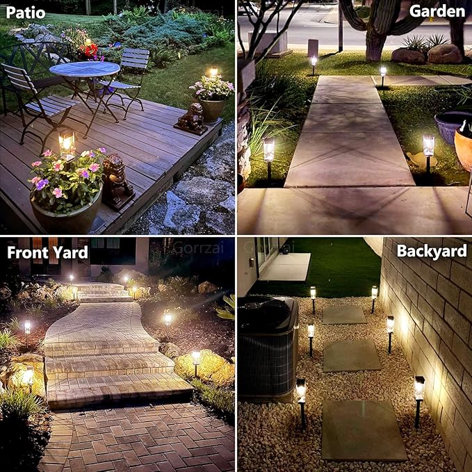Solar Pathway Lights Outdoor Waterproof Landscape Lighting 4 Pack | Solar Lights Outdoor for Yard Driveway Garden Walkway Lawn Path Decor, Auto On/Off, LED Bright 3000K Tungsten Filament Bulb