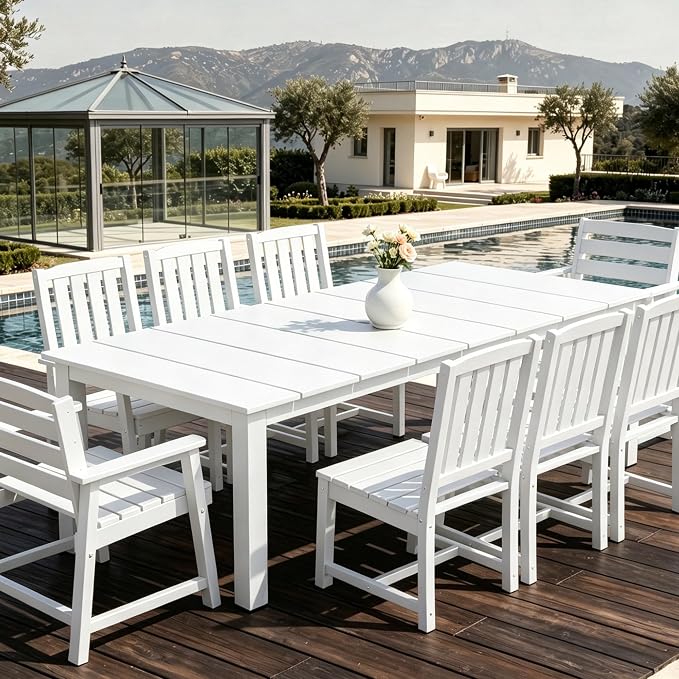 AreShark Patio Dining Chair Set of 2,All Weather HDPE Outdoor Dining Armless Chairs with Wide Seat and Backrest,Weatherproof Patio Chairs for Garden,Backyard,Deck,White