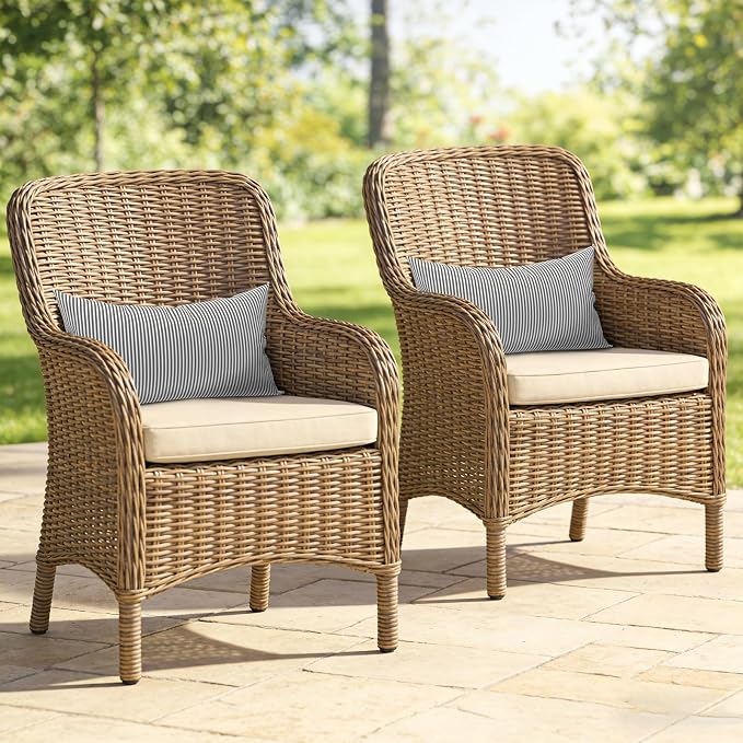 Outdoor Lumbar Pillows, Water Repellent Cushion Pillows 12x20 Inch, Outdoor Pillows with Inserts for Home Garden, Pack of 2, Stripe Gray