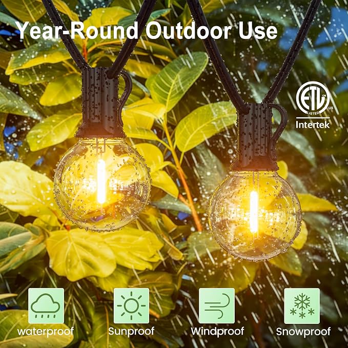 Outdoor String Lights Waterproof 75FT (1FT Bulbs Spacing) Remote for Patio | Connectable Outside Lighting Remote Dimmable,3 Modes,Timmer with 75 Plastic Globe Bulb for Backyard Bistro Porch Garden Fence