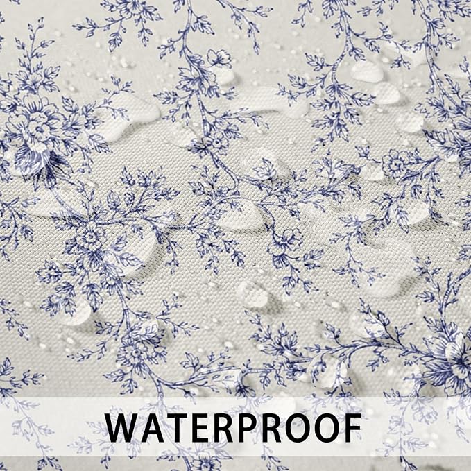 Outdoor Throw Pillow Covers, Blue Floral, 18 x 18 Inch, Set of 2 | Flower waterproof square cushion case pillowcase decorative pillows for farmhouse garden couch beach patio