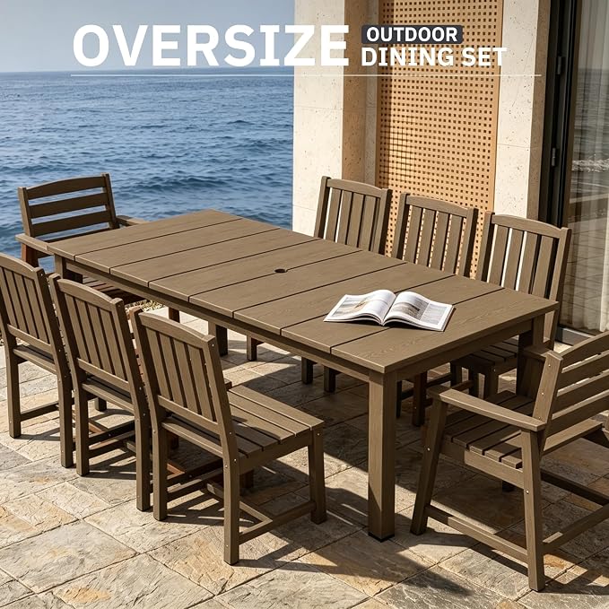 AreShark Patio Dining Chair Set of 2,All Weather HDPE Outdoor Dining Armless Chairs with Wide Seat and Backrest,Weatherproof Patio Chairs for Garden,Backyard,Deck,Brown