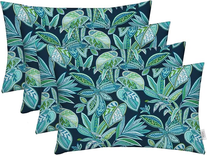RSH Décor - Jumbo Lumbar Throw Pillows – Set of 4 | 26"x16" | Outdoor Use–Patio, Lounge, Adirondack, Deck | Water & Fade-Resistant | Includes Down-Alternative Inserts | Crestwood Marine - Made in USA