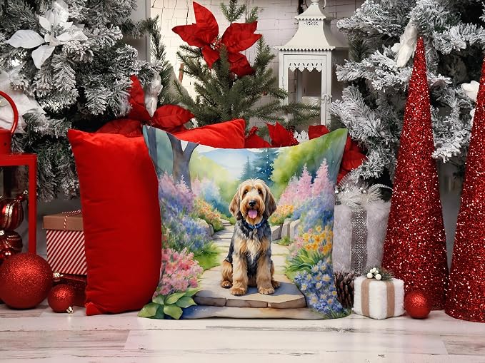 Caroline's Treasures Otterhound Spring Path Throw Pillow Machine Washable, Indoor Outdoor Decorative Pillow for Couch, Bed or Patio, 14Hx14W