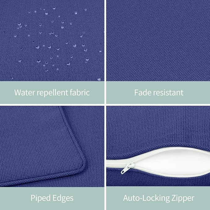 Pack of 2 Outdoor Throw Pillows,18x18 Inch All-Weather Water-Resistant Patio Pillows with Inserts,Decorative Pillows for Patio Furniture,Couch,Sofa,Poolside,Deep Blue