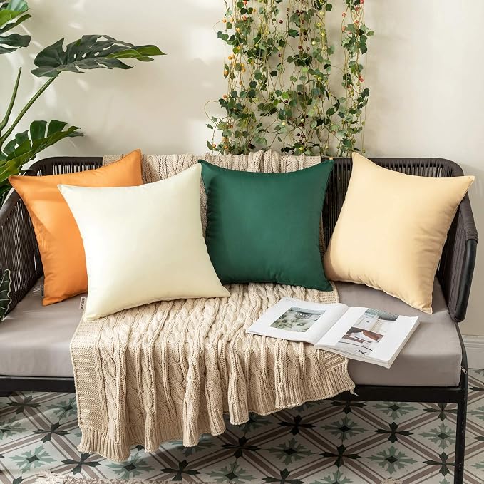 MIULEE Decorative Outdoor Waterproof Pillow Covers 18x18 Army Green | Decorative Patio Furniture,Pack of 2,Accent Square Soild Throw Pillow Covers,Summer Garden Tent Couch Sofa