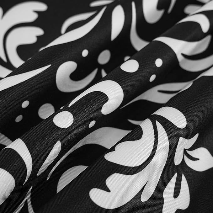 Adabana Outdoor Waterproof Floral Pillow Covers 18x18 Set of 4, Black | Waterproof Fabric Floral and Stripe Design for Patio, Couch, Garden Decor