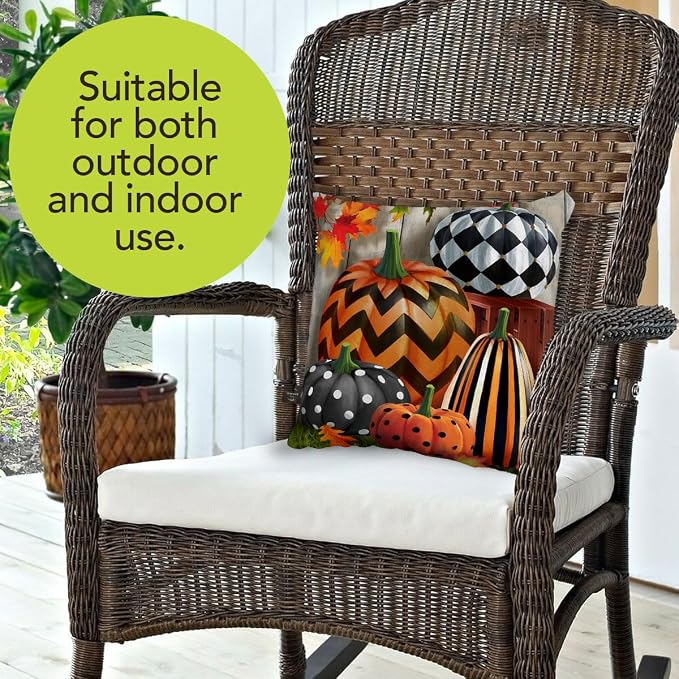 Briarwood Lane Fall Indoor/Outdoor Pillow 17x17 Patterned Pumpkins for Fall Pillow