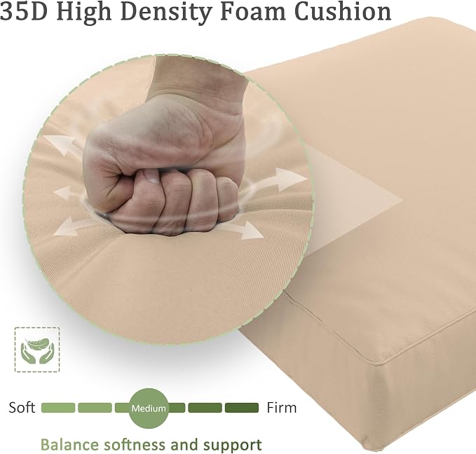 Outdoor Furniture Replacement Cushions, Waterproof Patio Furniture Cushions, 4" Deep Seat Outdoor Sectional Cushion for 3-Seat Outdoors Rattan Sofa Patio Sofa Cushion, Sand