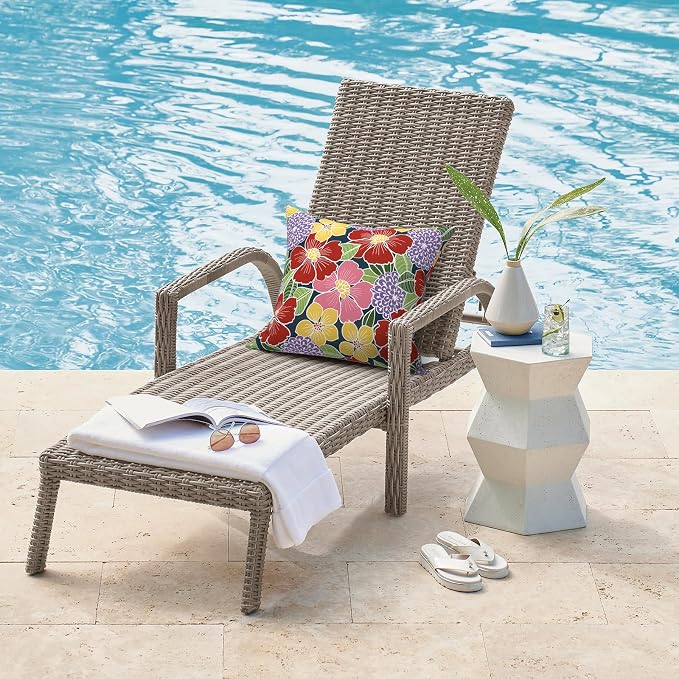 DYTXIII Pack of 2 Waterproof Outdoor Pillow with Inserts, 18x18 Square Patio Decorative Throw Pillow for Home,Sofa,Bench and Patio Furniture,Flower Bloom