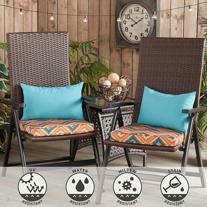 Greendale Home Fashions 2-Pack Outdoor 19x12 inch Rectangle Decorative Throw Pillow, Arctic